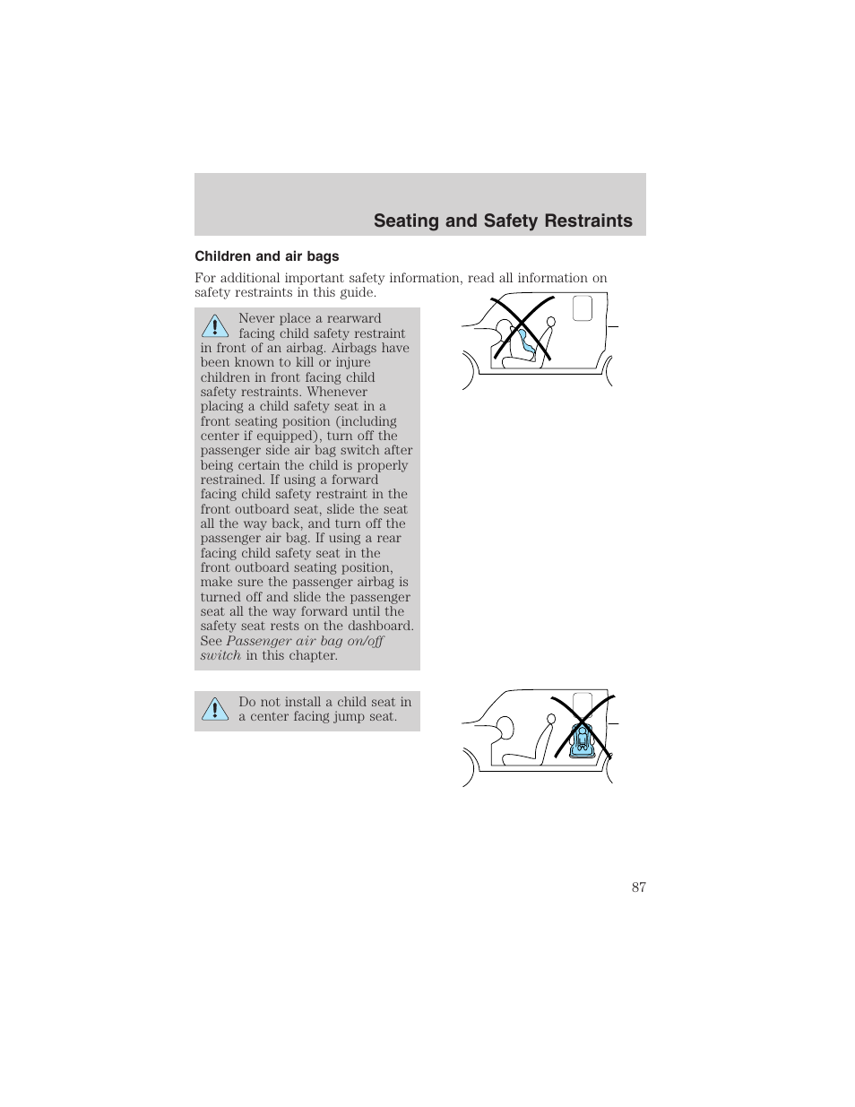 Seating and safety restraints | FORD 2003 Ranger v.2 User Manual | Page 87 / 248