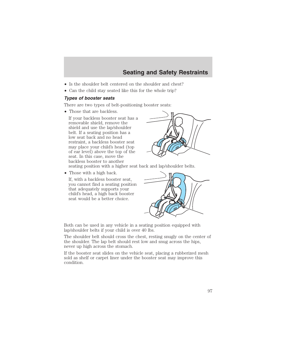 Seating and safety restraints | FORD 2003 Ranger v.2 User Manual | Page 97 / 248