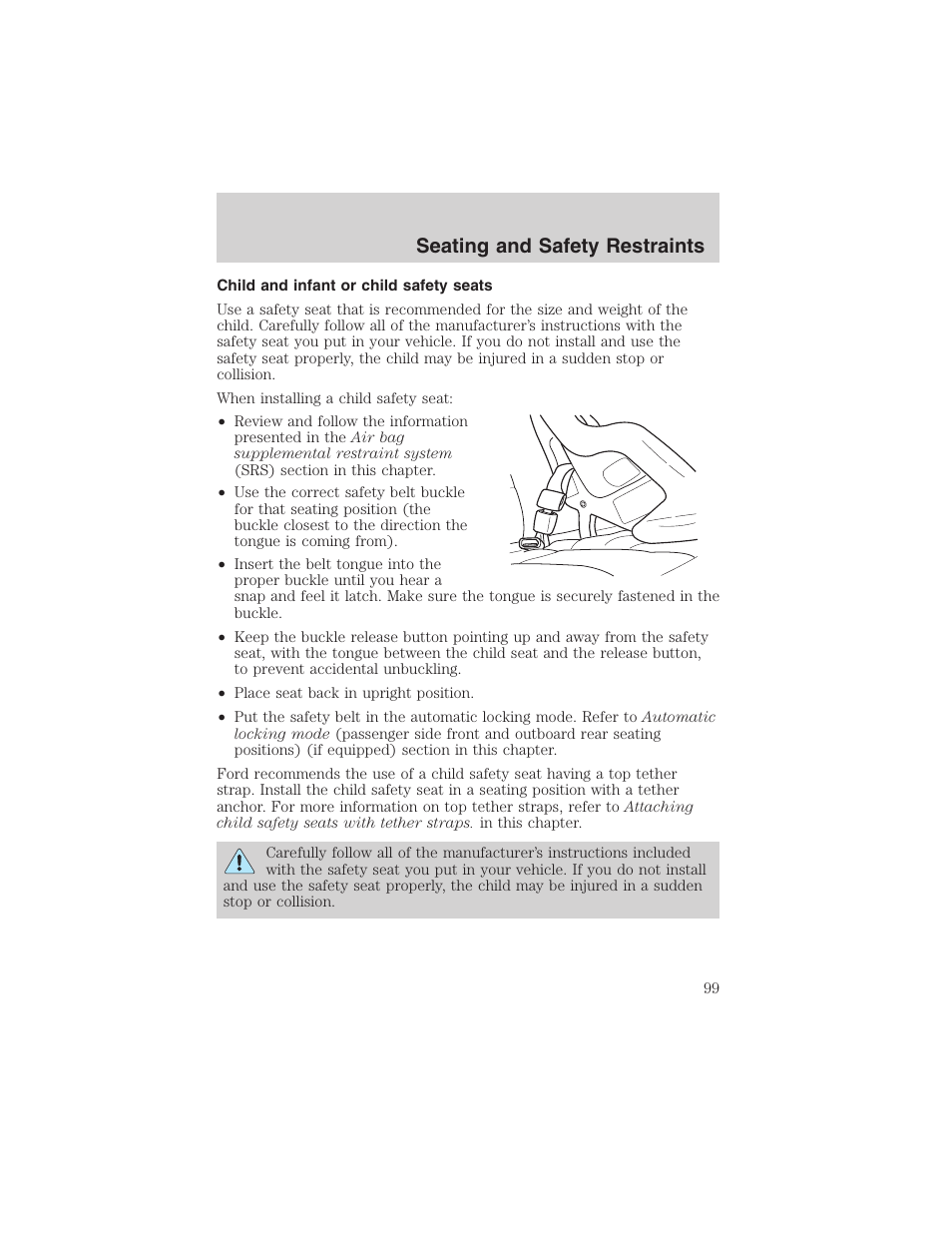 Seating and safety restraints | FORD 2003 Ranger v.2 User Manual | Page 99 / 248