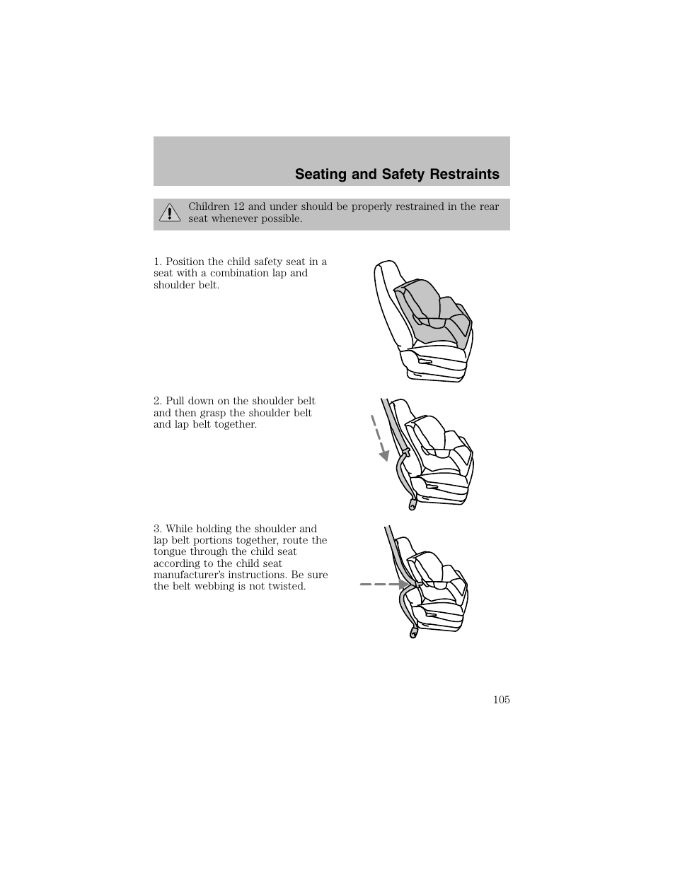 Seating and safety restraints | FORD 2003 Taurus v.1 User Manual | Page 105 / 216