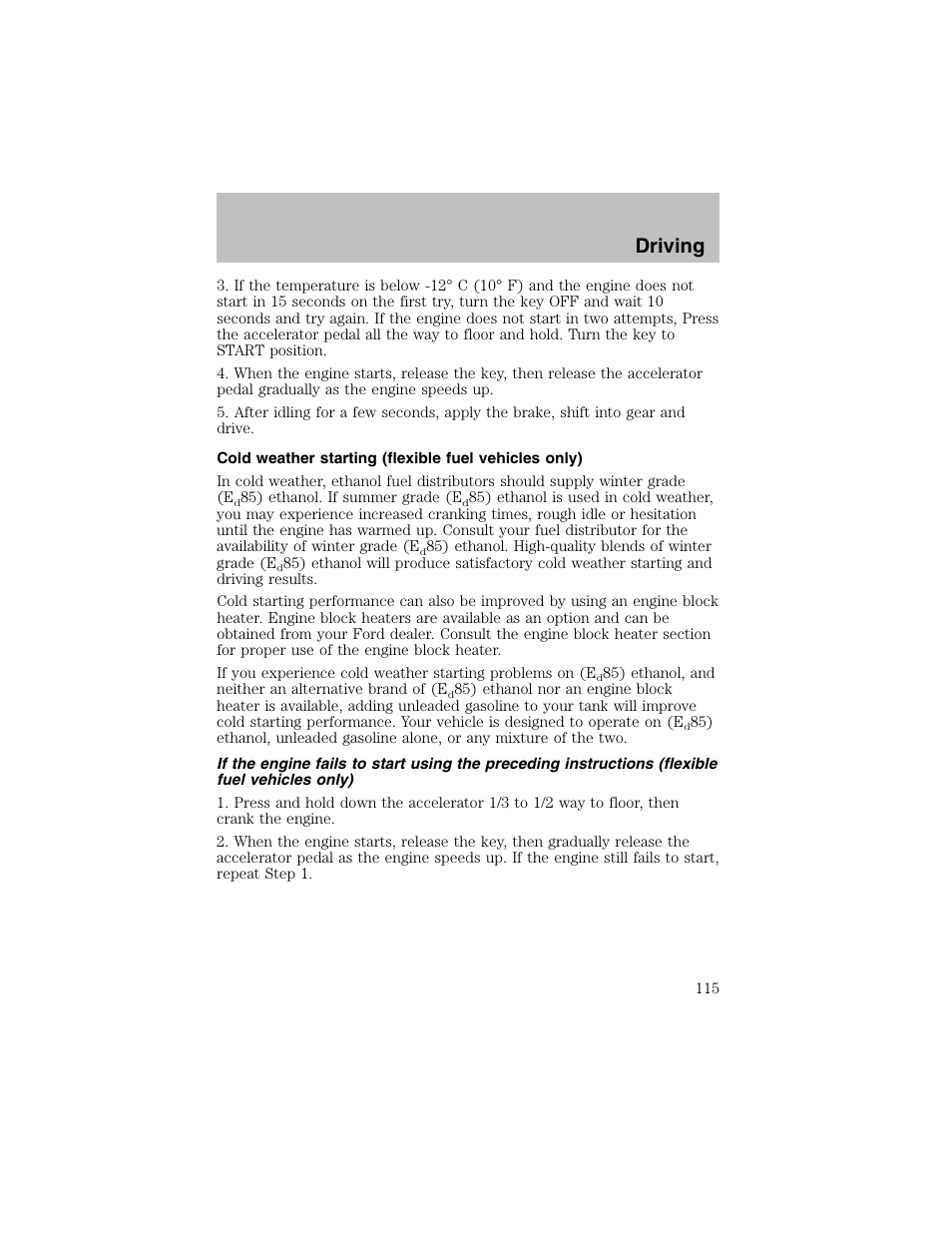 Driving | FORD 2003 Taurus v.1 User Manual | Page 115 / 216