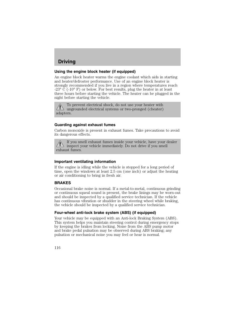 Driving | FORD 2003 Taurus v.1 User Manual | Page 116 / 216