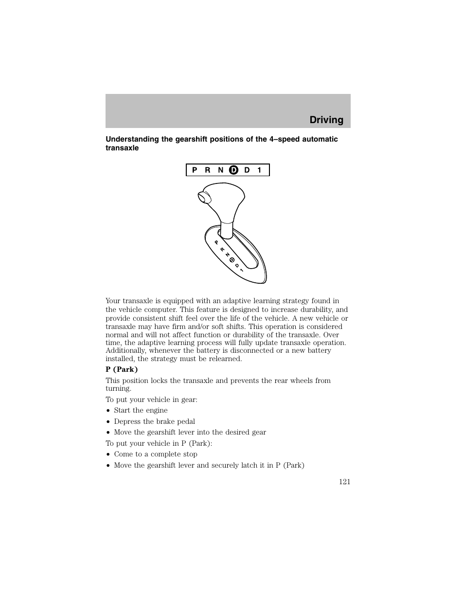 Driving | FORD 2003 Taurus v.1 User Manual | Page 121 / 216