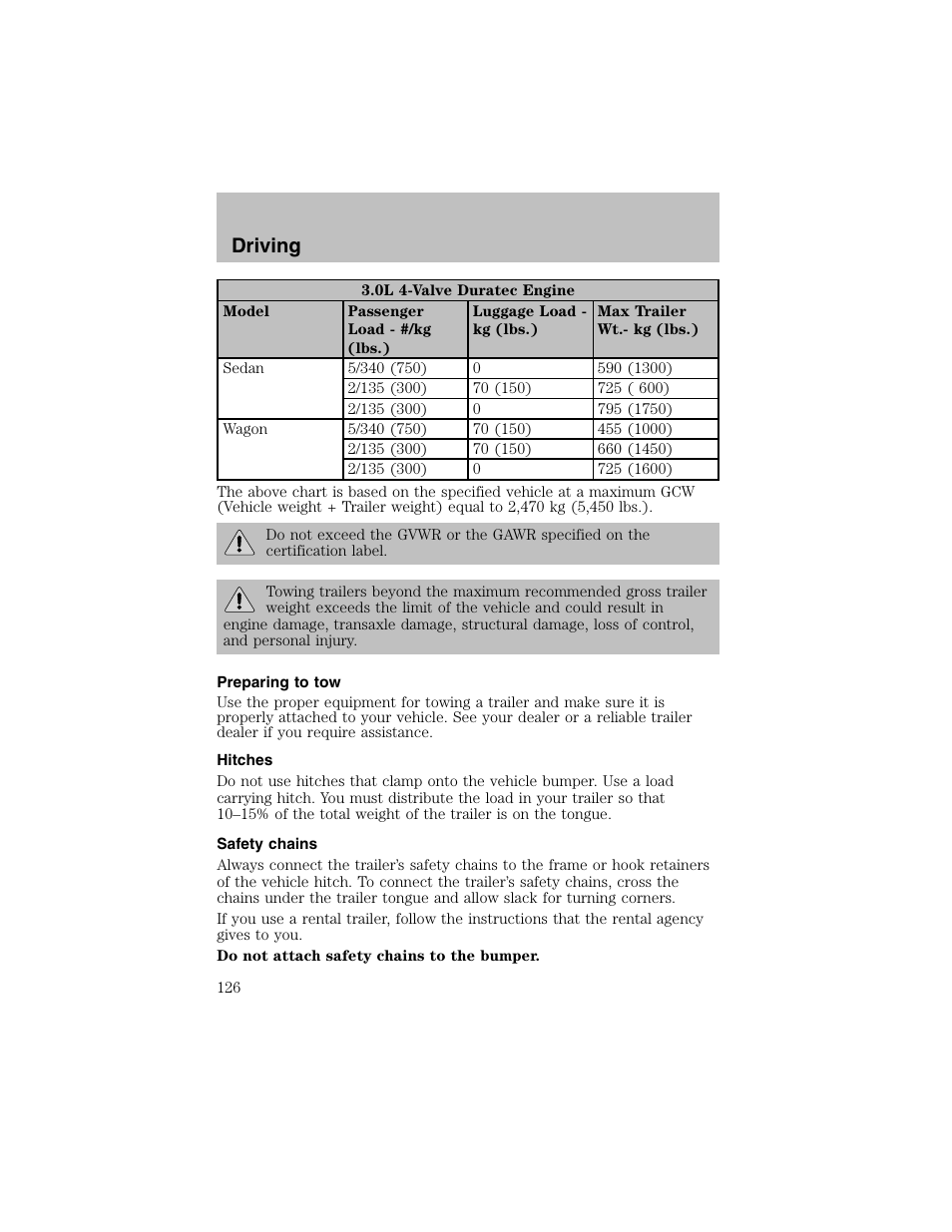 Driving | FORD 2003 Taurus v.1 User Manual | Page 126 / 216