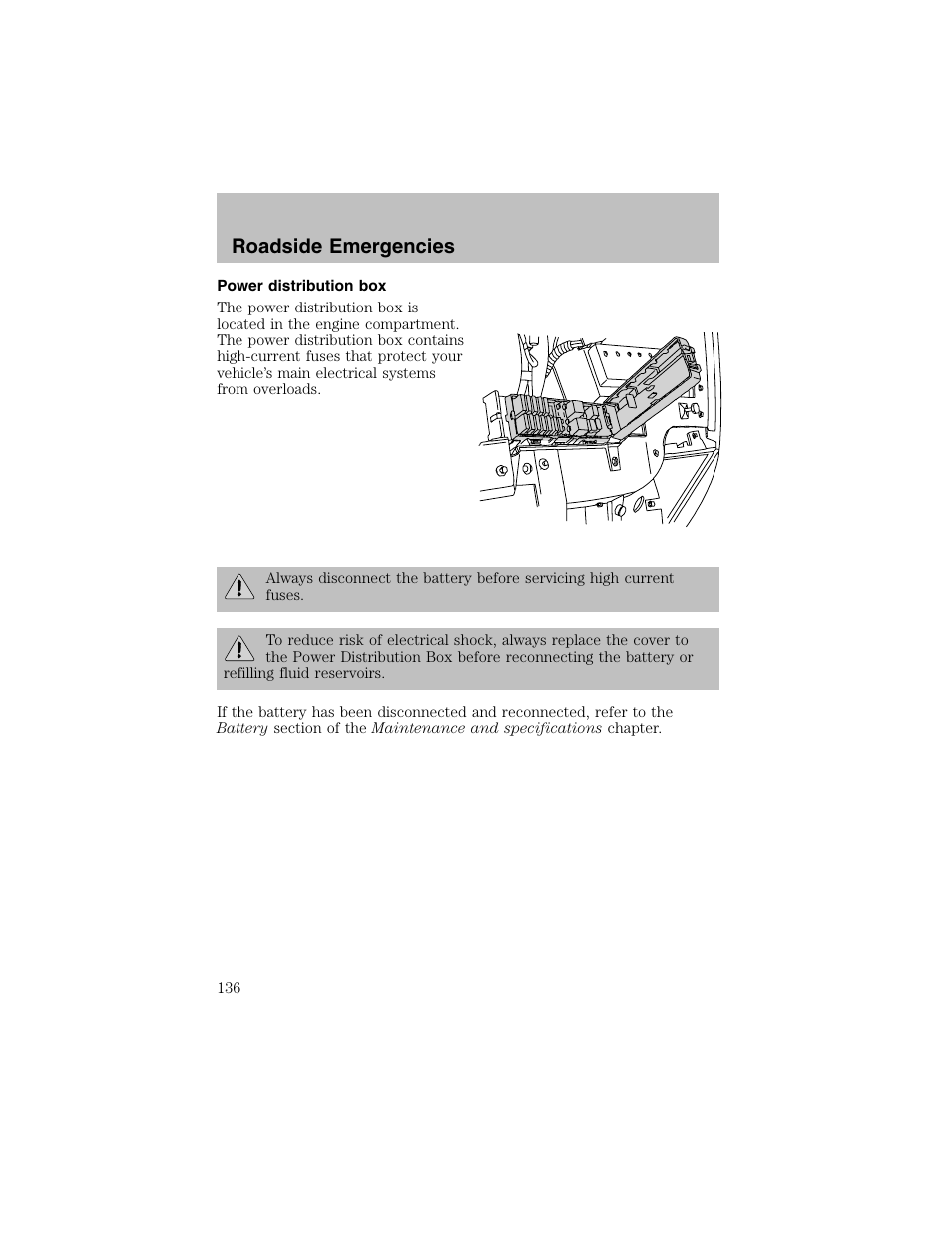Roadside emergencies | FORD 2003 Taurus v.1 User Manual | Page 136 / 216