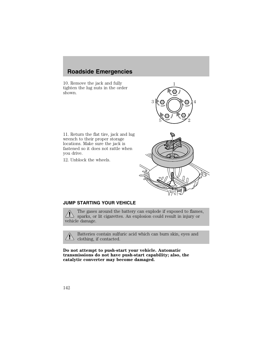 Roadside emergencies | FORD 2003 Taurus v.1 User Manual | Page 142 / 216