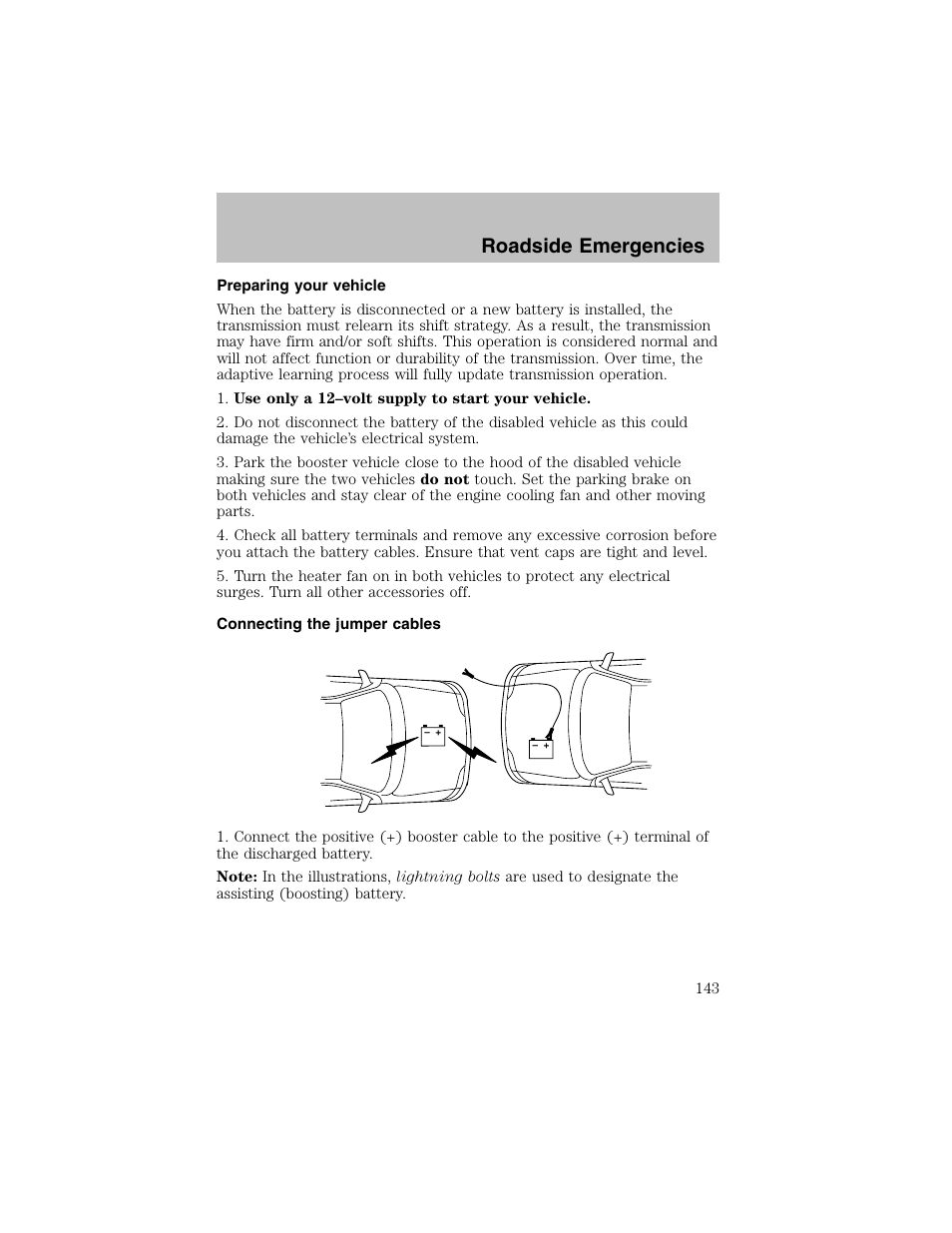 Roadside emergencies | FORD 2003 Taurus v.1 User Manual | Page 143 / 216