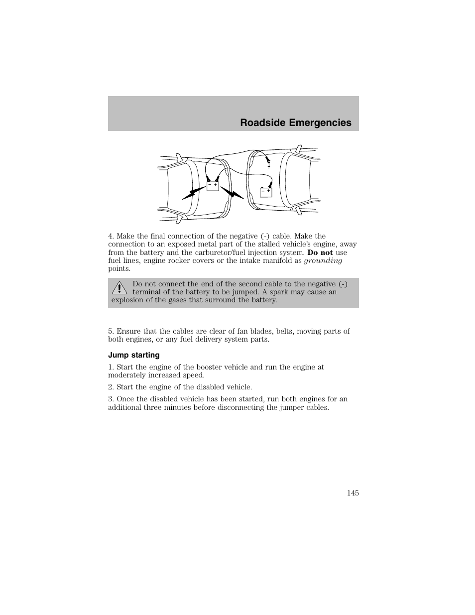 Roadside emergencies | FORD 2003 Taurus v.1 User Manual | Page 145 / 216