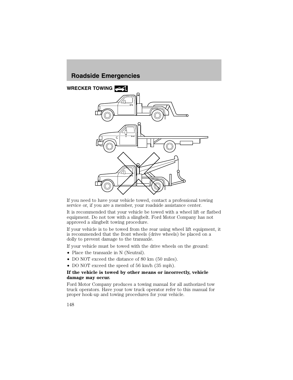 Roadside emergencies | FORD 2003 Taurus v.1 User Manual | Page 148 / 216
