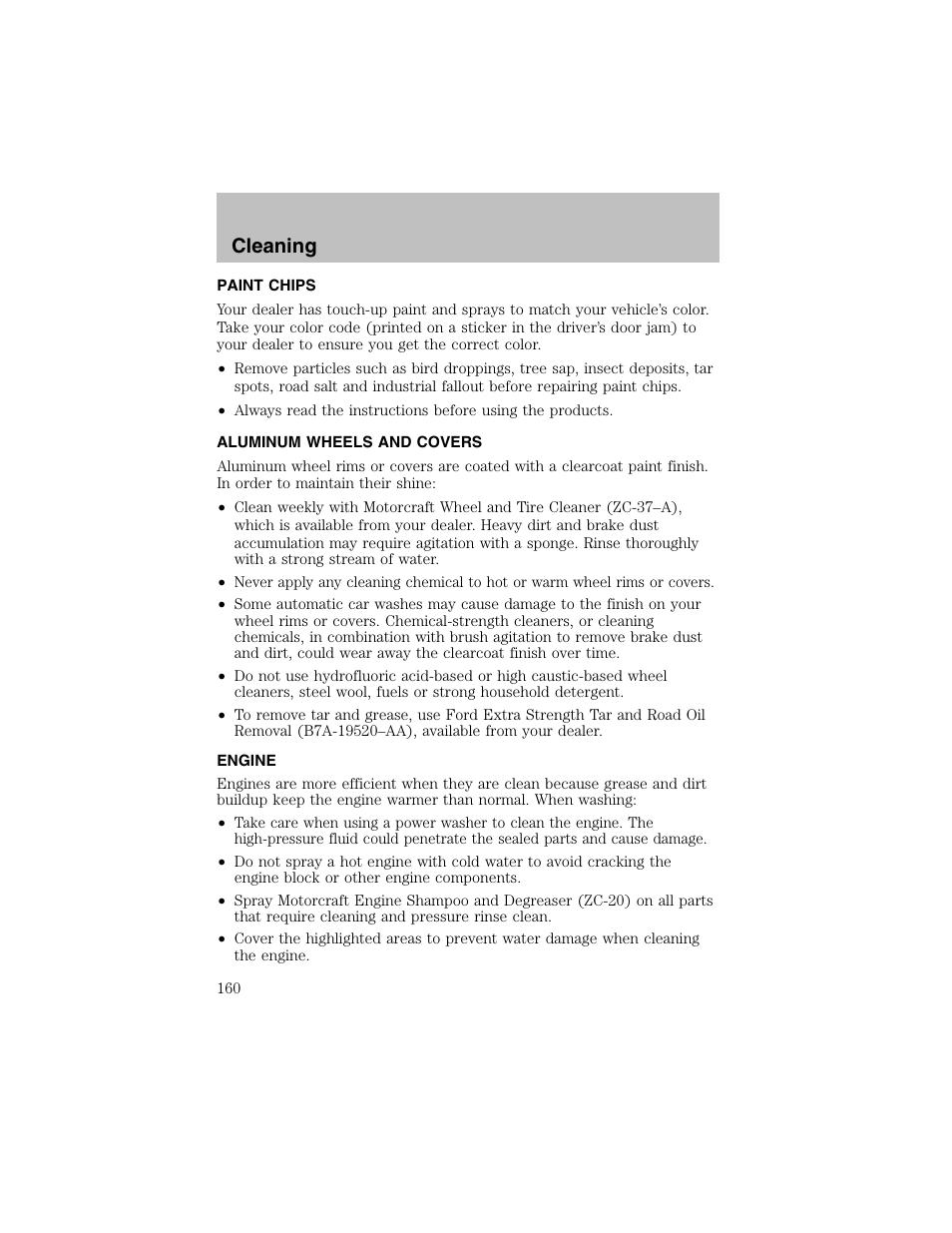 Cleaning | FORD 2003 Taurus v.1 User Manual | Page 160 / 216