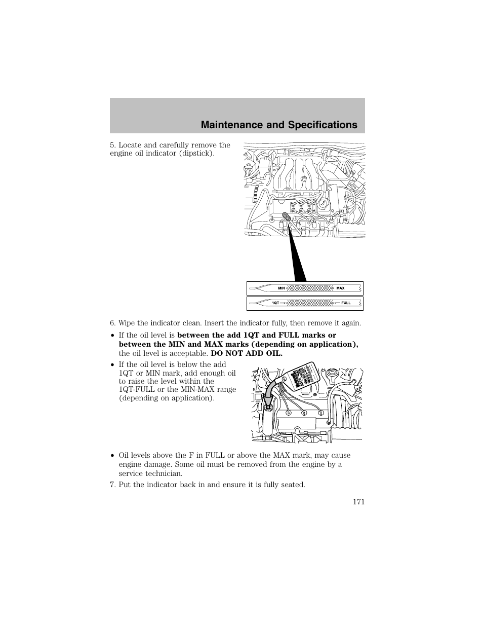 Maintenance and specifications | FORD 2003 Taurus v.1 User Manual | Page 171 / 216