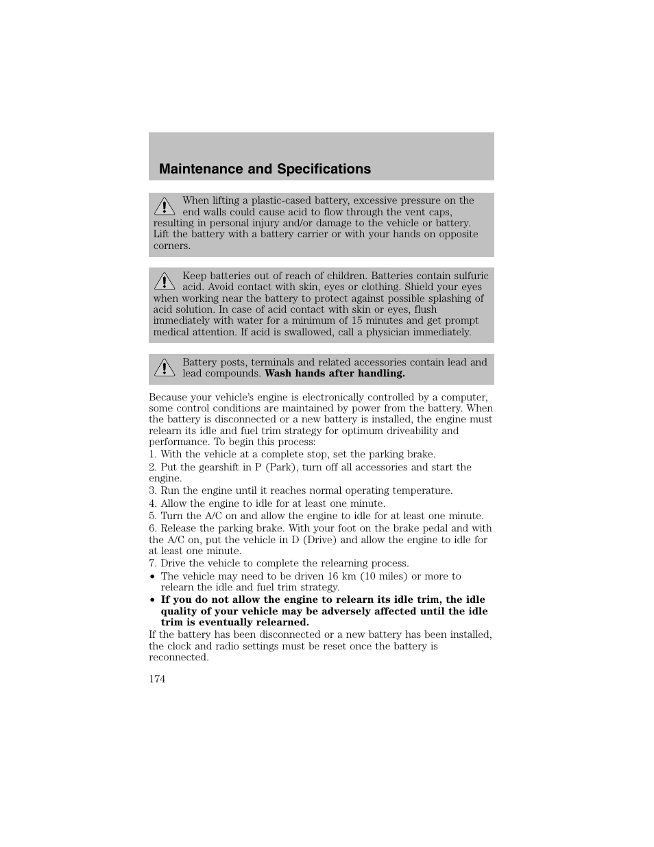 Maintenance and specifications | FORD 2003 Taurus v.1 User Manual | Page 174 / 216