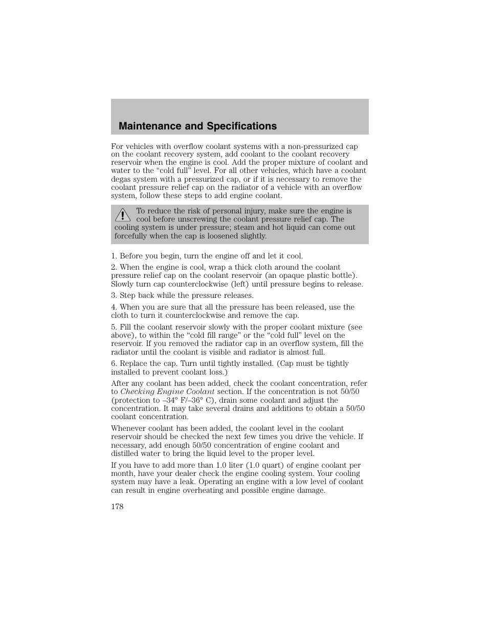 Maintenance and specifications | FORD 2003 Taurus v.1 User Manual | Page 178 / 216