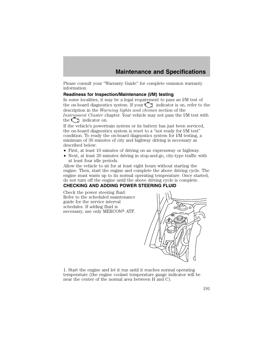 Maintenance and specifications | FORD 2003 Taurus v.1 User Manual | Page 191 / 216