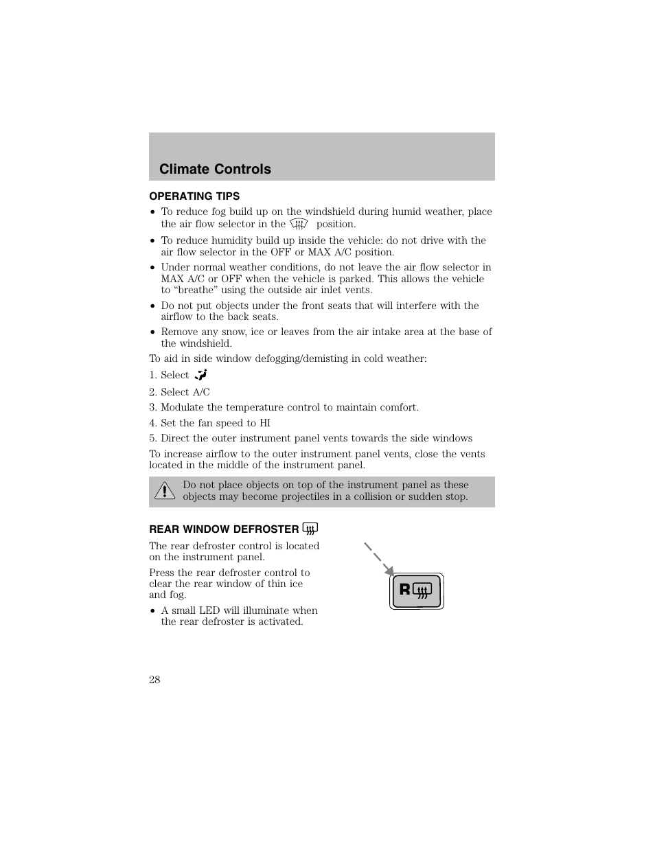 Climate controls | FORD 2003 Taurus v.1 User Manual | Page 28 / 216