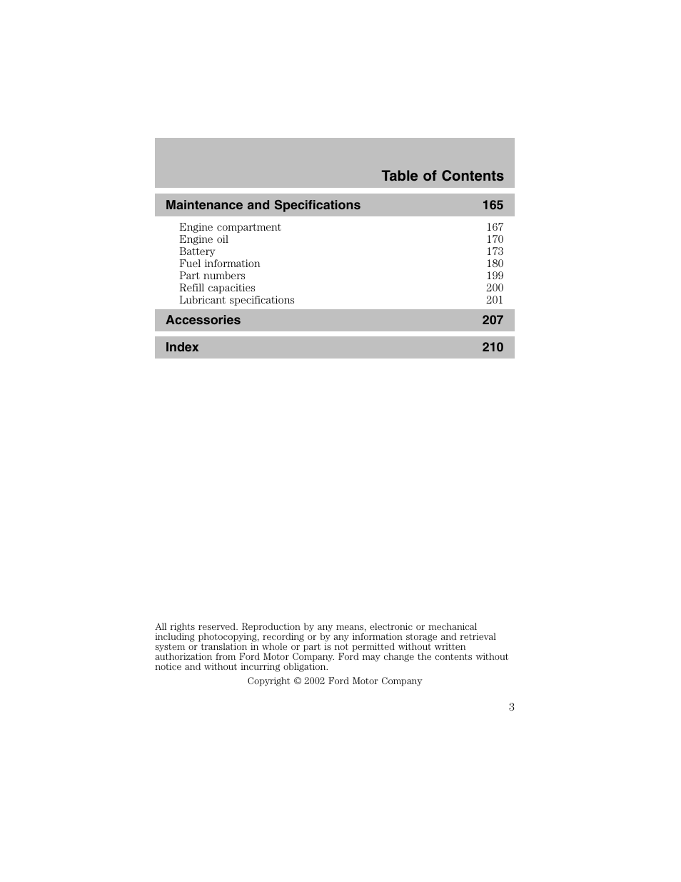 FORD 2003 Taurus v.1 User Manual | Page 3 / 216