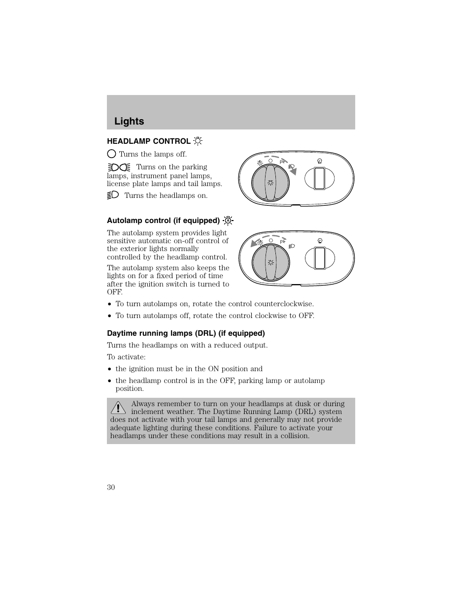 Lights | FORD 2003 Taurus v.1 User Manual | Page 30 / 216