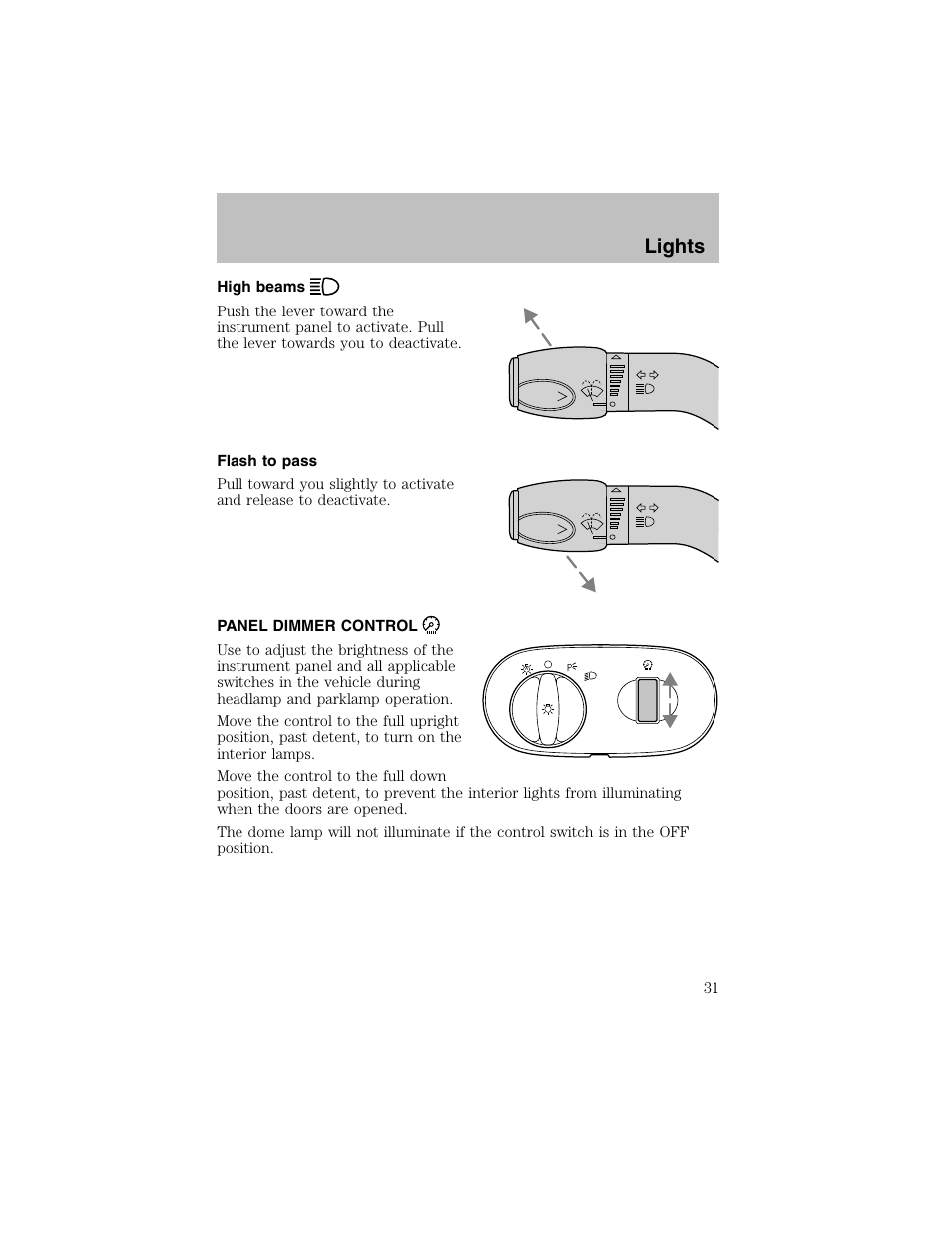 Lights | FORD 2003 Taurus v.1 User Manual | Page 31 / 216