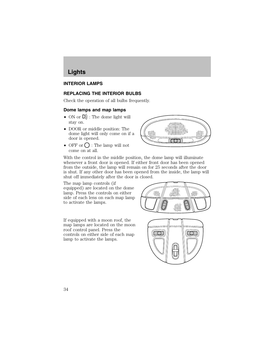 Lights | FORD 2003 Taurus v.1 User Manual | Page 34 / 216