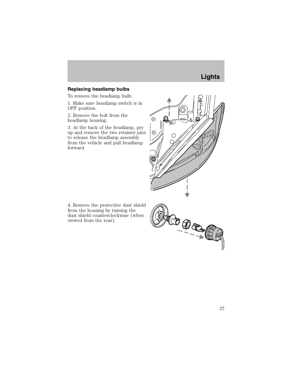 Lights | FORD 2003 Taurus v.1 User Manual | Page 37 / 216