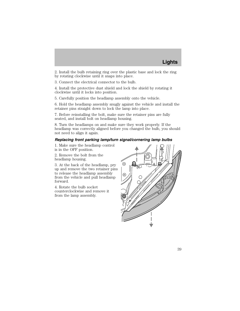 Lights | FORD 2003 Taurus v.1 User Manual | Page 39 / 216