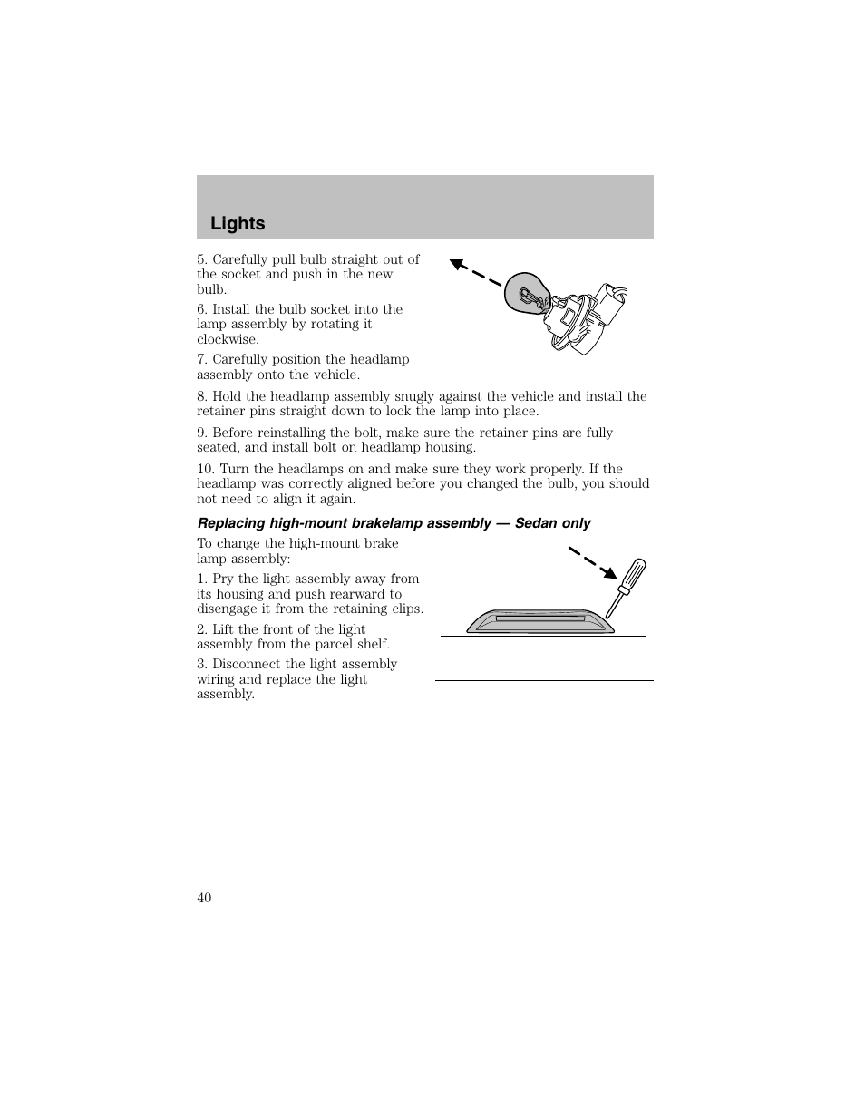 Lights | FORD 2003 Taurus v.1 User Manual | Page 40 / 216