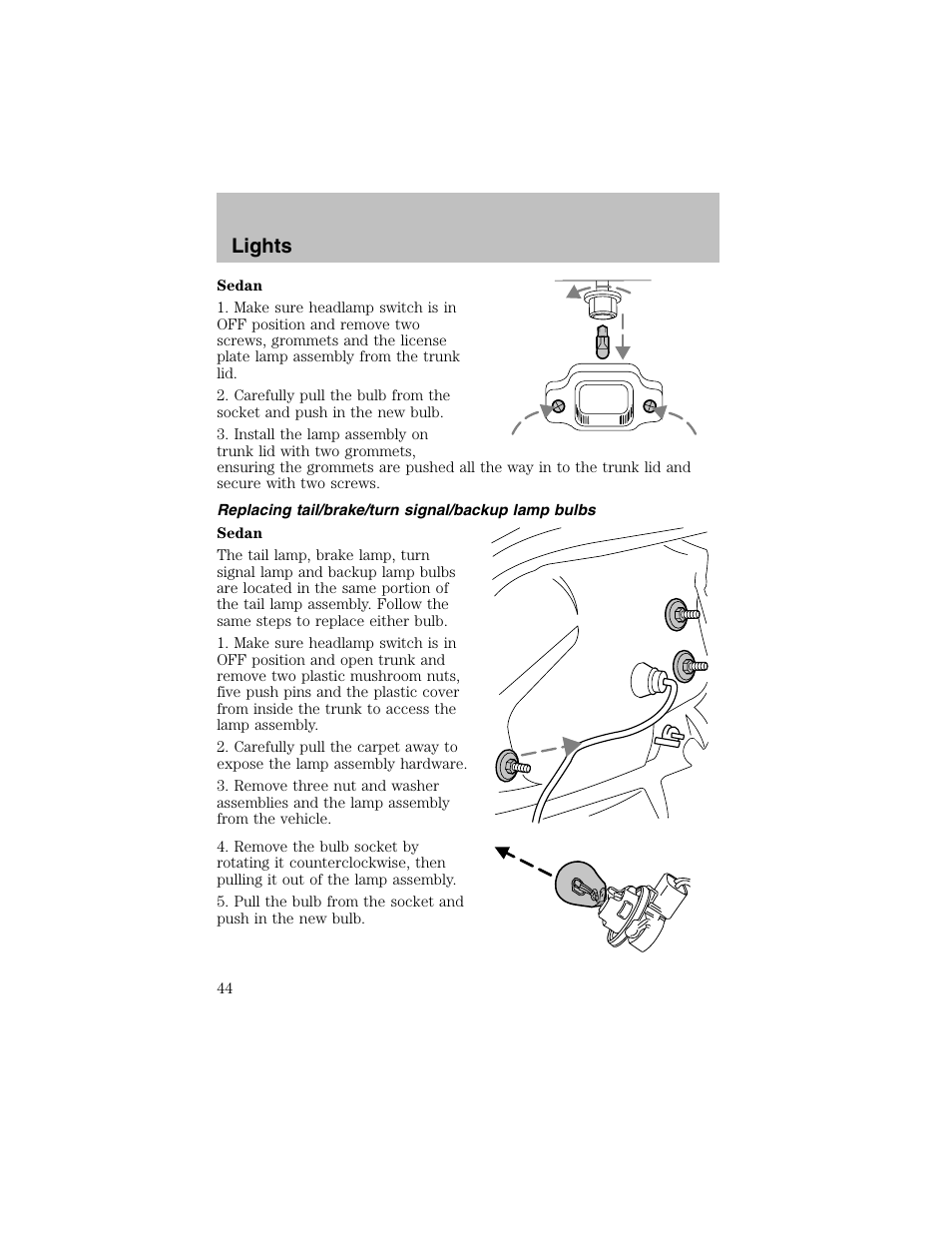 Lights | FORD 2003 Taurus v.1 User Manual | Page 44 / 216