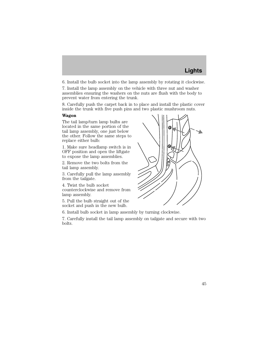 Lights | FORD 2003 Taurus v.1 User Manual | Page 45 / 216