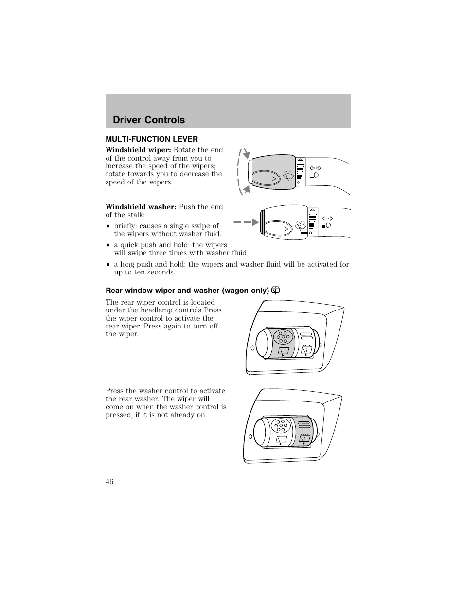 Driver controls | FORD 2003 Taurus v.1 User Manual | Page 46 / 216