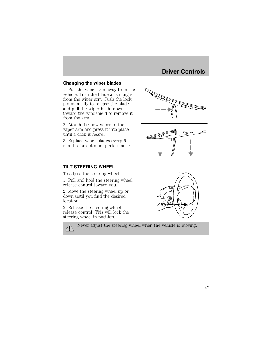 Driver controls | FORD 2003 Taurus v.1 User Manual | Page 47 / 216