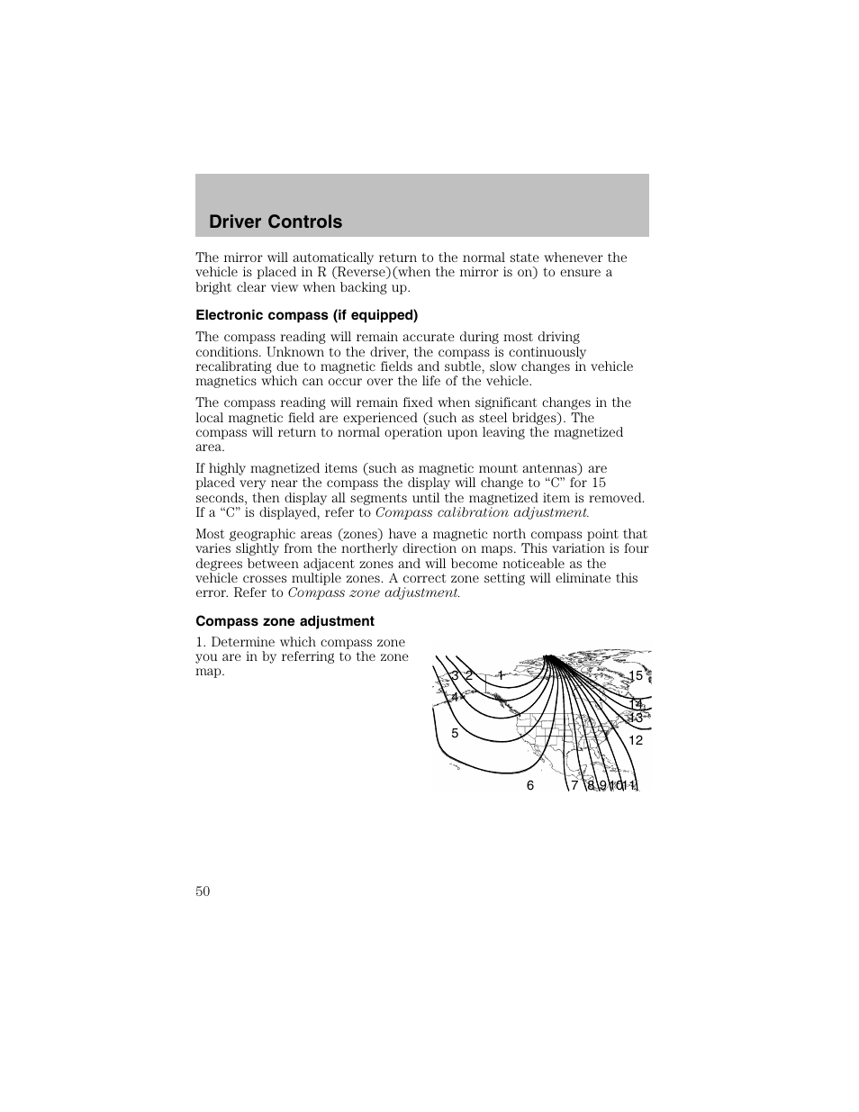 Driver controls | FORD 2003 Taurus v.1 User Manual | Page 50 / 216