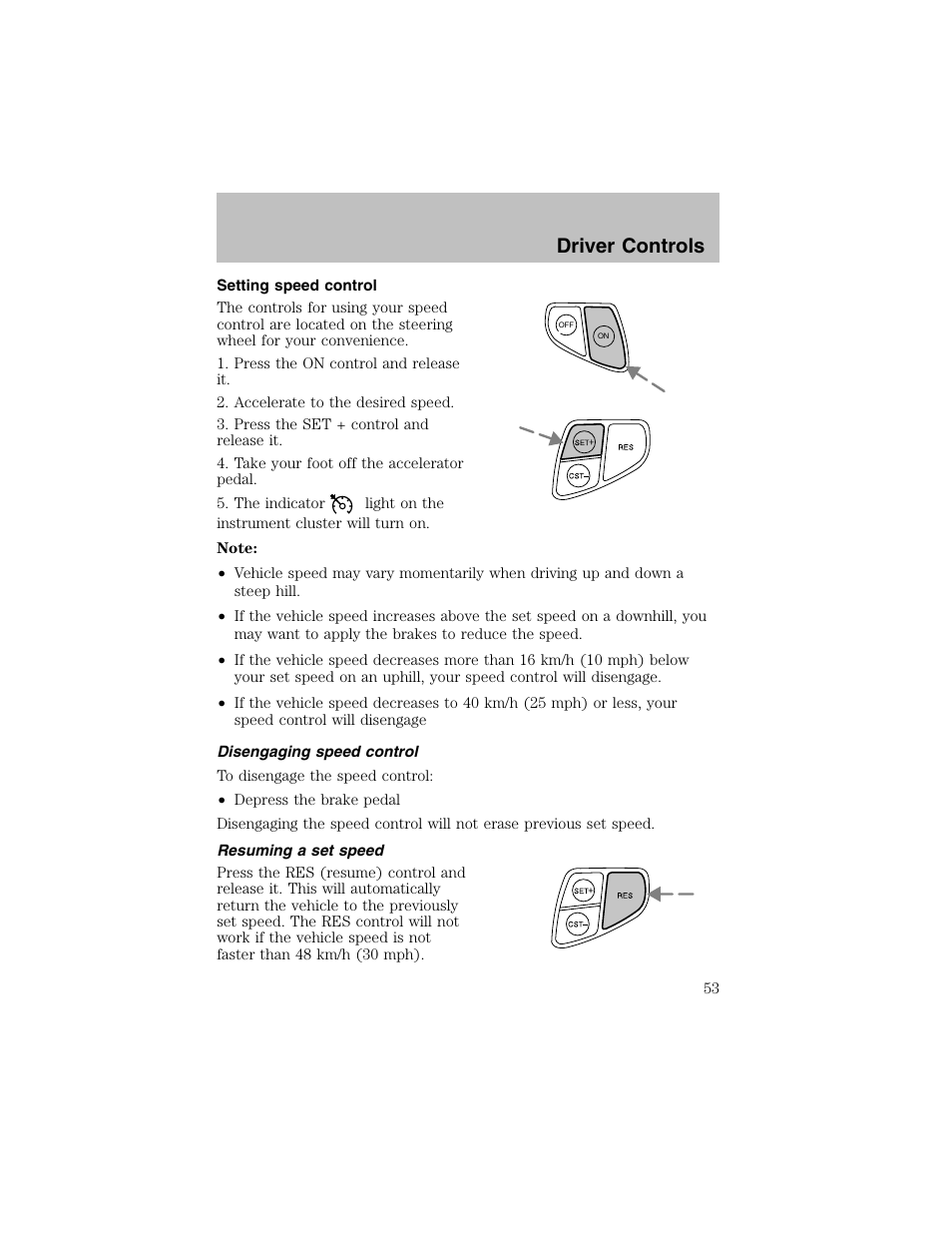 Driver controls | FORD 2003 Taurus v.1 User Manual | Page 53 / 216