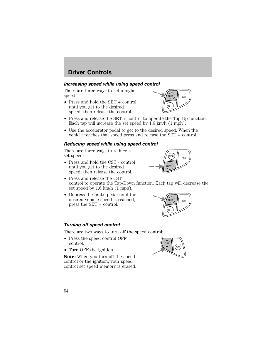 Driver controls | FORD 2003 Taurus v.1 User Manual | Page 54 / 216