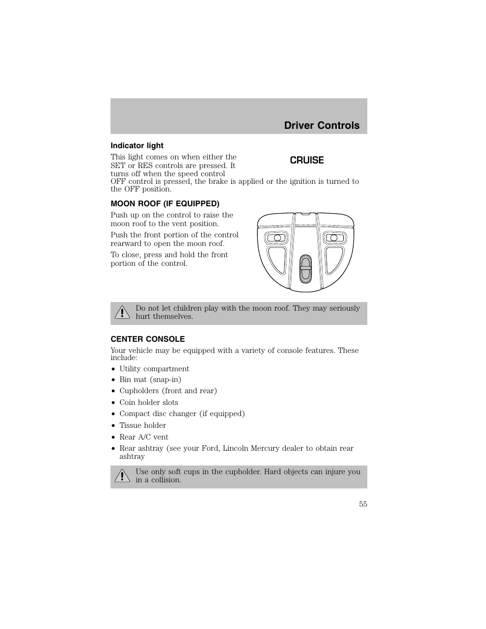 Driver controls | FORD 2003 Taurus v.1 User Manual | Page 55 / 216