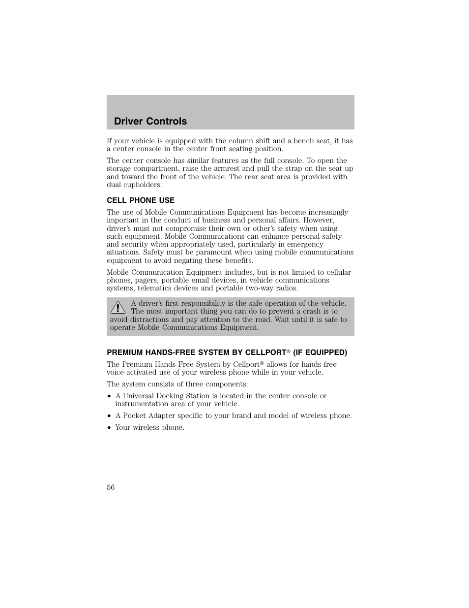 Driver controls | FORD 2003 Taurus v.1 User Manual | Page 56 / 216