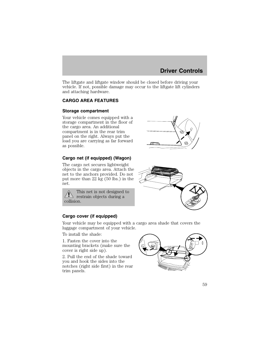 Driver controls | FORD 2003 Taurus v.1 User Manual | Page 59 / 216
