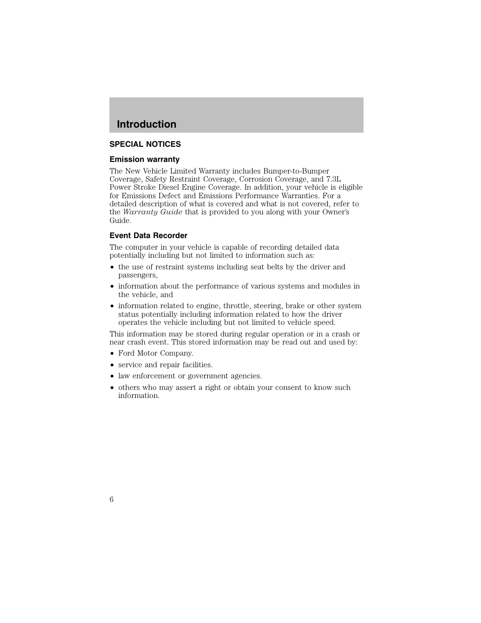 Introduction | FORD 2003 Taurus v.1 User Manual | Page 6 / 216