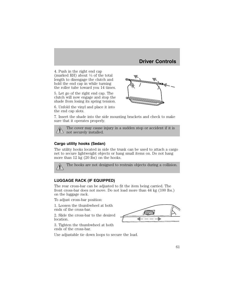 Driver controls | FORD 2003 Taurus v.1 User Manual | Page 61 / 216