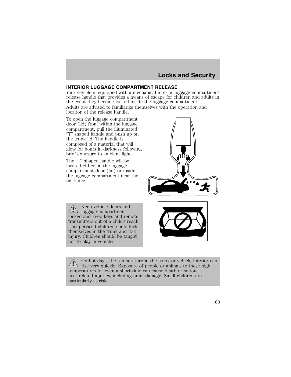 Locks and security | FORD 2003 Taurus v.1 User Manual | Page 63 / 216