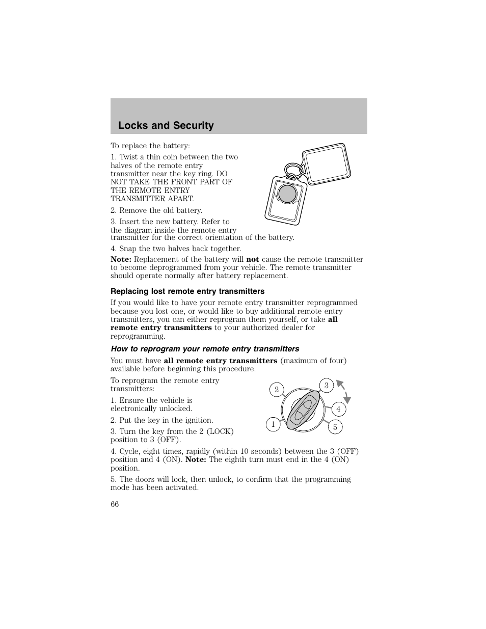 Locks and security | FORD 2003 Taurus v.1 User Manual | Page 66 / 216