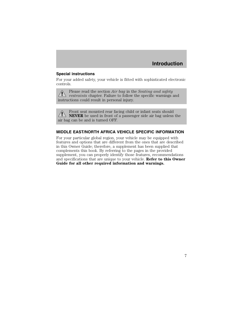 Introduction | FORD 2003 Taurus v.1 User Manual | Page 7 / 216