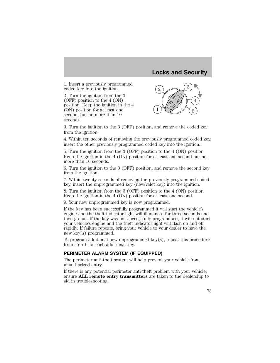 Locks and security | FORD 2003 Taurus v.1 User Manual | Page 73 / 216