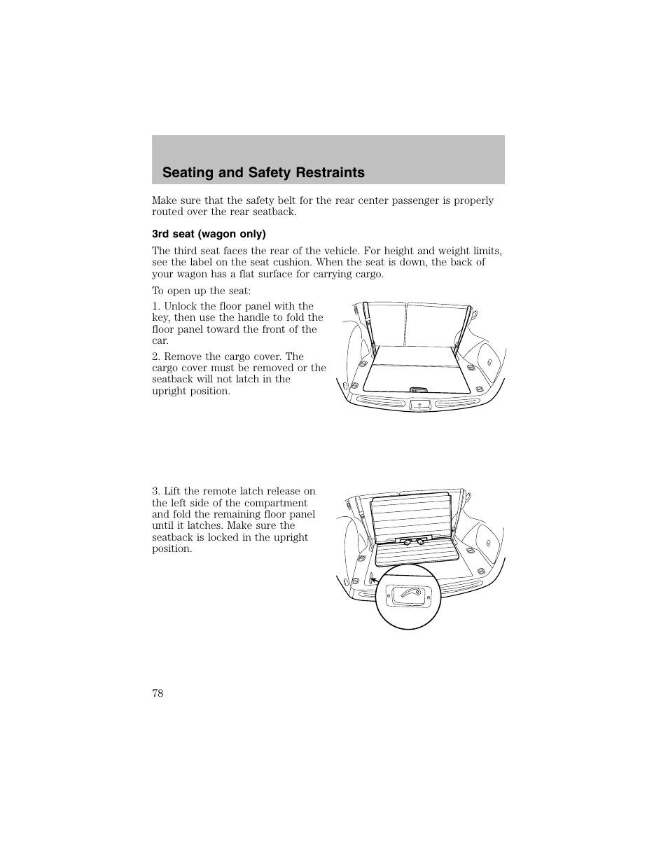Seating and safety restraints | FORD 2003 Taurus v.1 User Manual | Page 78 / 216