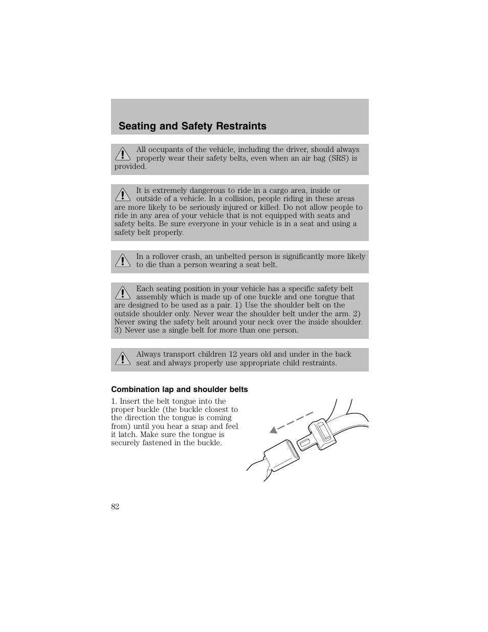 Seating and safety restraints | FORD 2003 Taurus v.1 User Manual | Page 82 / 216