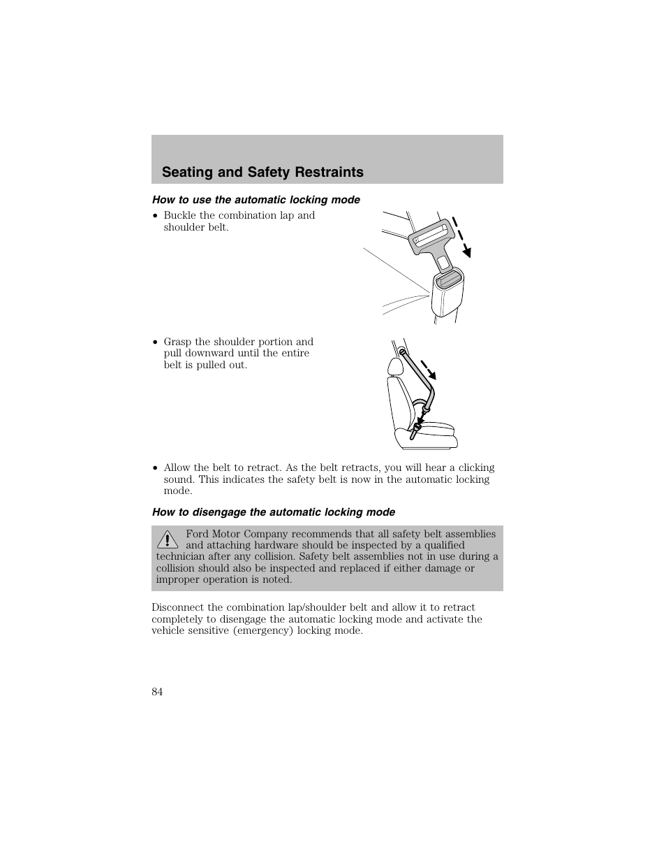 Seating and safety restraints | FORD 2003 Taurus v.1 User Manual | Page 84 / 216