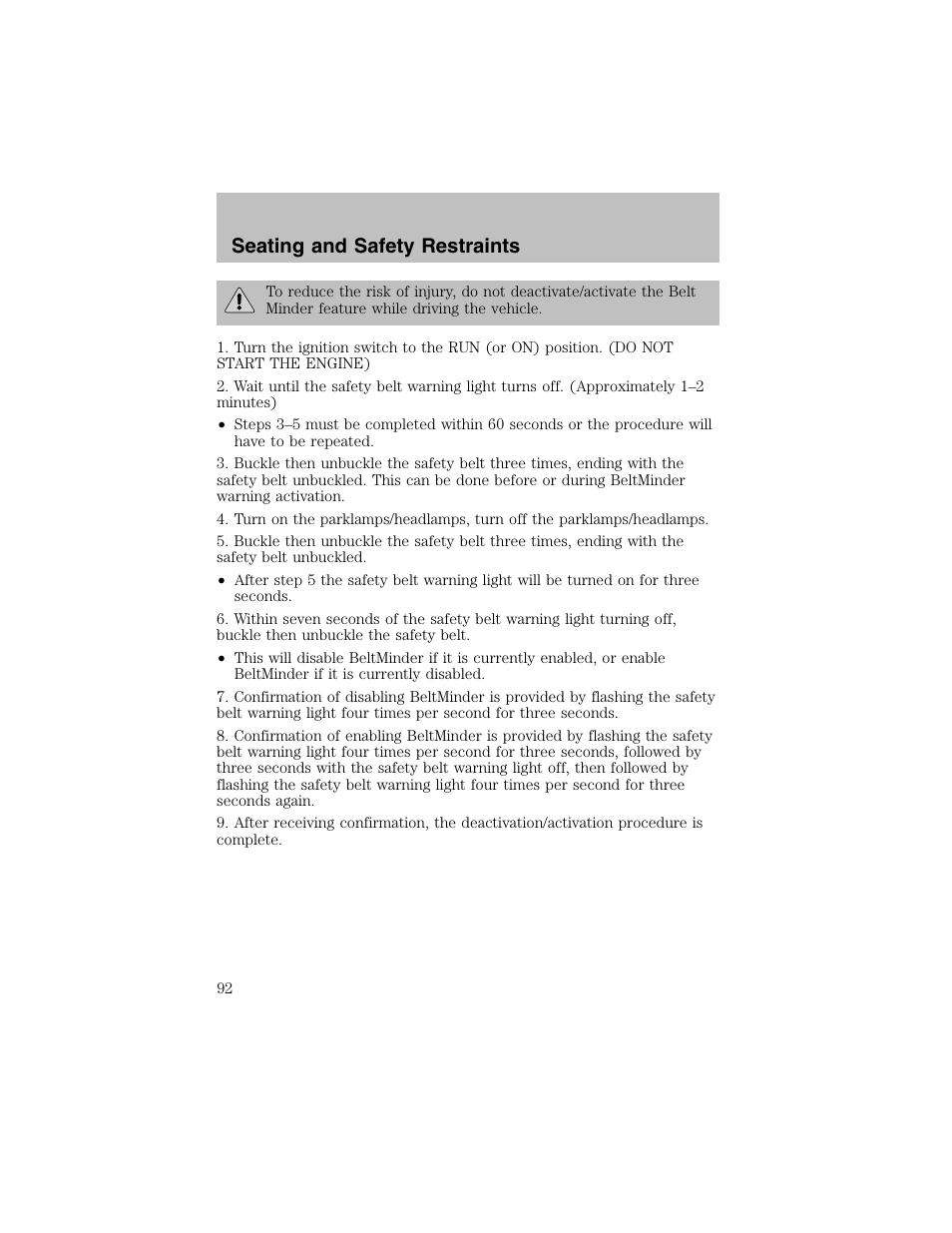 Seating and safety restraints | FORD 2003 Taurus v.1 User Manual | Page 92 / 216