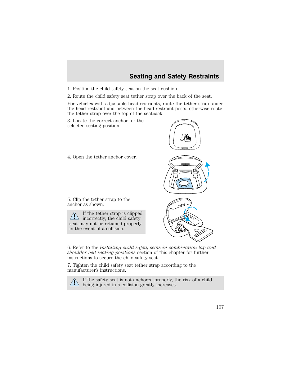 Seating and safety restraints | FORD 2003 Taurus v.2 User Manual | Page 107 / 216