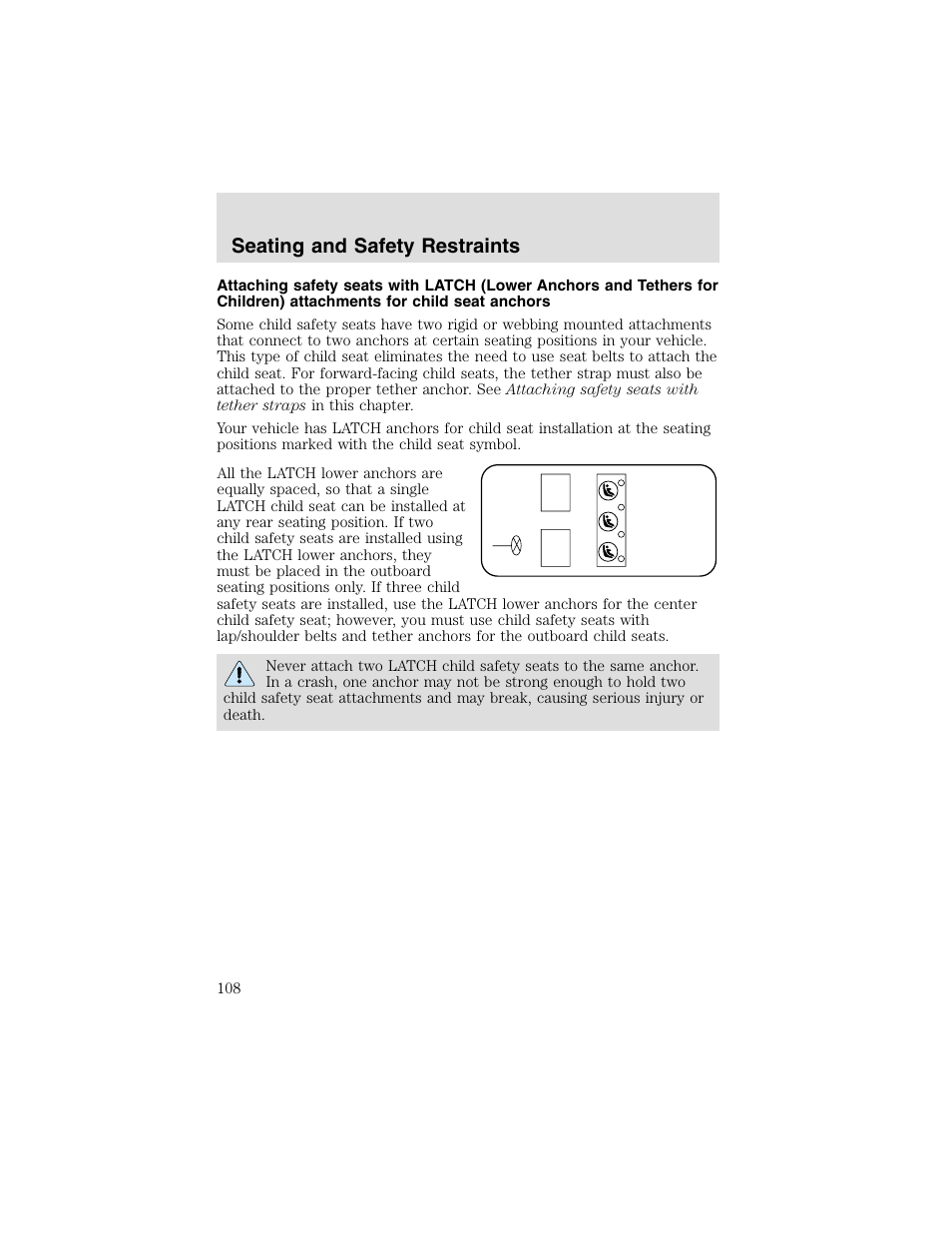 Seating and safety restraints | FORD 2003 Taurus v.2 User Manual | Page 108 / 216