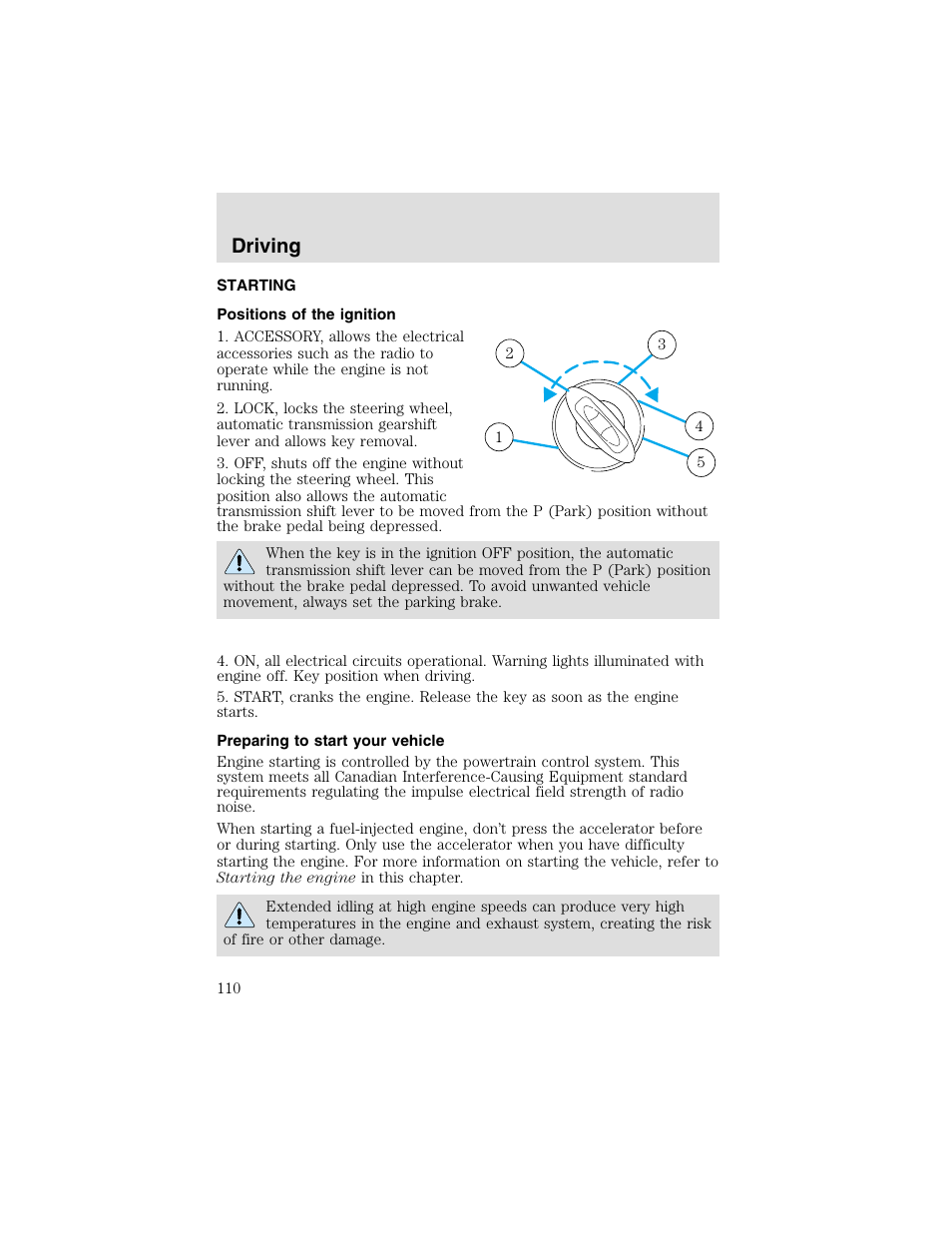 Driving | FORD 2003 Taurus v.2 User Manual | Page 110 / 216