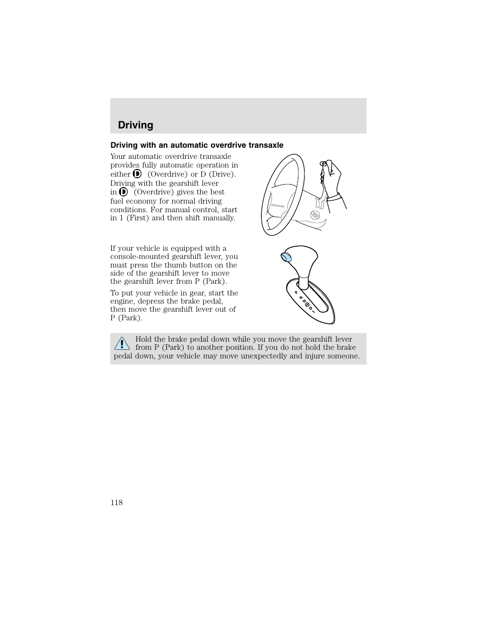 Driving | FORD 2003 Taurus v.2 User Manual | Page 118 / 216